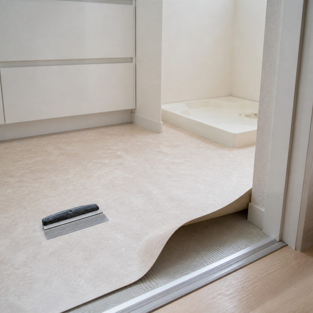 Cushion flooring installation image